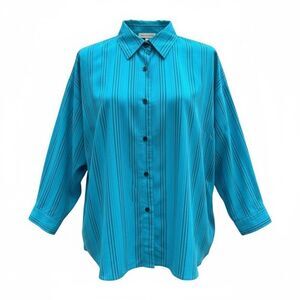 Rhapsody Teal and Black Striped Shirt